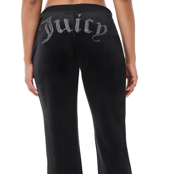 JUICY COUTURE Black Velour OG Bling Tracksuit Hoodie & Pant Set Size M - Picture 3 of 5